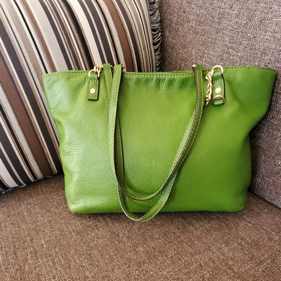 Michael Kors Tote, Green Leather - Picture 1 of 11